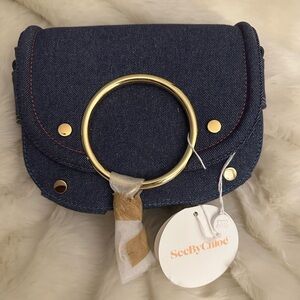 NWT See by Chloe Mara Bag - Cotton - Blue Denim H6.5 x W9 x D3.5 in